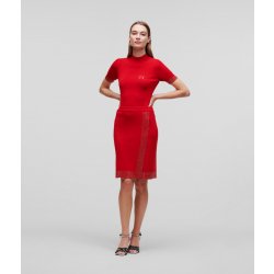 Karl Lagerfeld Rhinestone Knit Skirt červená