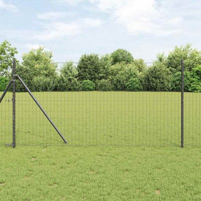 OMAXI Euro plotové kotvení 10 x 1,4 m Ocel potažená PVC Šedá Síťovina 237361