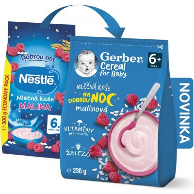 Gerber Cereal for Baby Mléčná kaše na dobrou noc malinová 230 g – Zboží Dáma