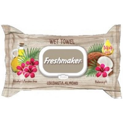 Freshmaker vlhčené ubrousky Coconut & Almond 144 ks s červenou květinou – Zboží Dáma