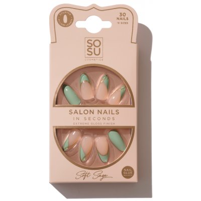 SOSU Cosmetics Salon Nails umělé nehty odstín Soft Sage 30 ks – Zboží Mobilmania