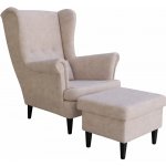 Kupžidle Visby + taburet s úložným prostorem masiv / látka šedá – Zboží Mobilmania