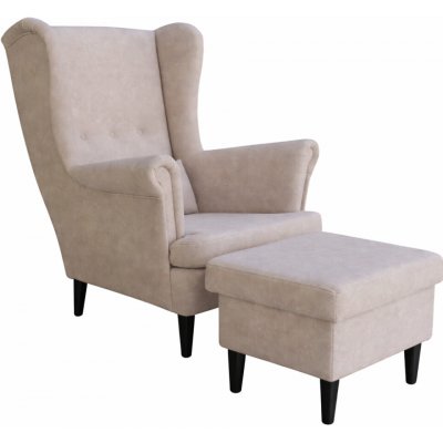 Kupžidle Visby + taburet s úložným prostorem masiv / látka šedá – Zboží Mobilmania