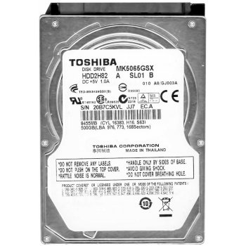 Toshiba 500GB, 2,5", 5400rpm, SATAII, 8MB, MK5065GSX