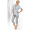 Těhotenské a kojící pyžamo a košilka Regina dámské pyžamo 799 kapri tříčtvrteční Modrá
