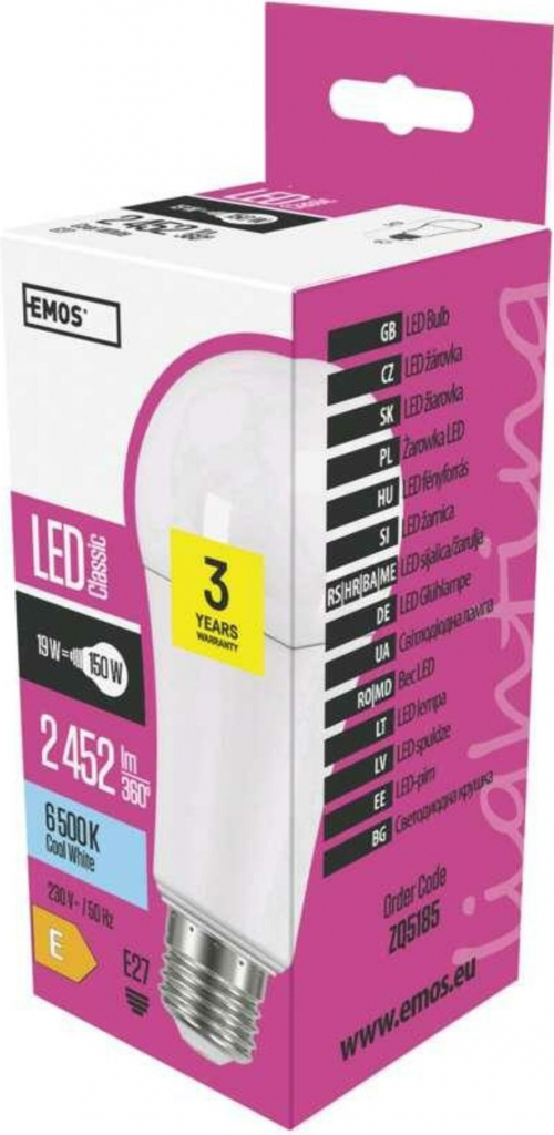 Emos LED žárovka Classic A67 E27 19 W 150 W 2 452 lm studená bílá