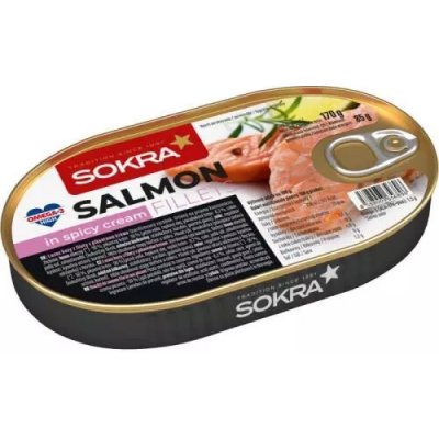 Sokra Losos filety v pikantním krému 170 g – Zboží Dáma