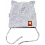 Baby Nellys Bavlněná dvouvrstvá čepice s oušky na zavazování FOX hořčicová – Zboží Mobilmania