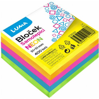LUMA TRADING samolepicí 51 × 51 mm, 5 × 80 lístků, neonový mix barev – Hledejceny.cz