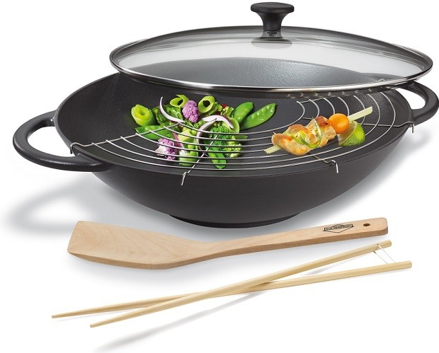 Küchenprofi Set Wok s poklicí Provence černý 36 cm