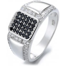 Majya Stříbrný prsten STEVEN čirý kámen s černými zirkony 10067