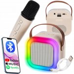 BLUETOOTH REPRODUKTOR PŘENOSNÝ KARAOKE RGB 2 MIKROFONY USB SD MINI JACK – Sleviste.cz