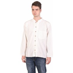 Sanu Babu pánská košile-kurta s dlouhým rukávem a kapsičkou celorozepínací bílá