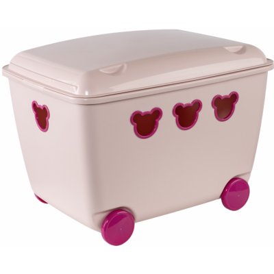 BranQ Box s víkem a kolečky Medvěd 55L růžový – Zboží Mobilmania