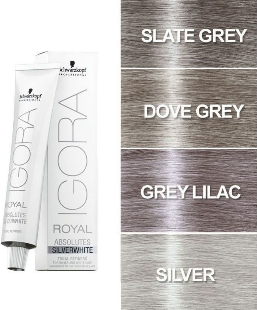 Schwarzkopf Igora Royal Absolutes SilverWhite tónující demi-permanentní barva na vlasy pro stříbrné a bílé vlasy Slate Grey Tonal Refiner For Silver and White Hair 60 ml
