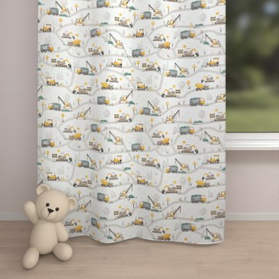 Biante Dětský bavlněný závěs Sandra SA-756 Žluto-zelená auta a bagry na bílém 150x150 cm – Hledejceny.cz