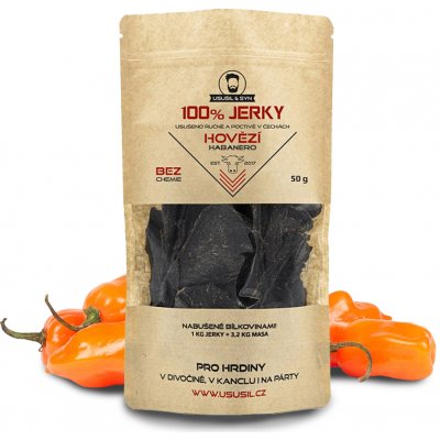 Usušil & Syn Sušené maso 100% JERKY Hovězí Habanero hovězí 50 g – Zboží Mobilmania