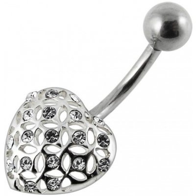 Šperky4U stříbrný piercing do pupíku srdíčko BP01175-C