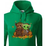 Dámská mikina Mistr Yoda a Groot zelená Canvas – Zboží Mobilmania