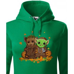 Dámská mikina Mistr Yoda a Groot zelená Canvas