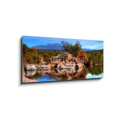 Obraz 1D panorama - 120 x 50 cm - Desert Pond Pouštní rybníček – Zboží Mobilmania