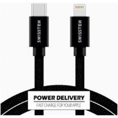 Swissten 71526201 USB 2.0 typ C na Lightning, USB 2.0, zástrčka C - zástrčka Lightning, MFi, opletený, 1,2m, černý – Zboží Mobilmania