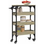 Servírovací stolek kolečka kov dřevo černá dub sonoma NoBi BRONCO – Zboží Dáma