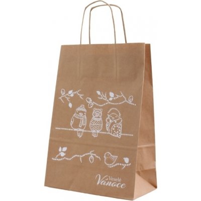 Taška vánoční, Ptáčci 24*11*33 cm, hnědý kraftový papír 90g – Hledejceny.cz