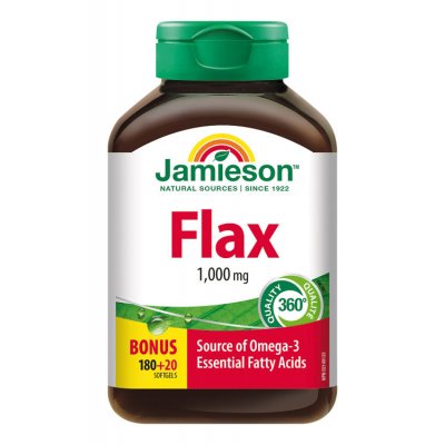 Jamieson Flax Omega 3 1000 mg lněný olej 200 kapslí – Hledejceny.cz