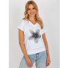 Dámská Trička RUE PARIS tričko s potiskem květiny rv-bz-8956.19p white