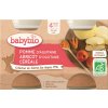 Příkrm a přesnídávka Babybio Jablko meruňka cereálie 2 x 130 g