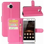 Litchi PU kožené peněženkové pouzdro na Huawei Y6 (2017) - rose – Zboží Mobilmania