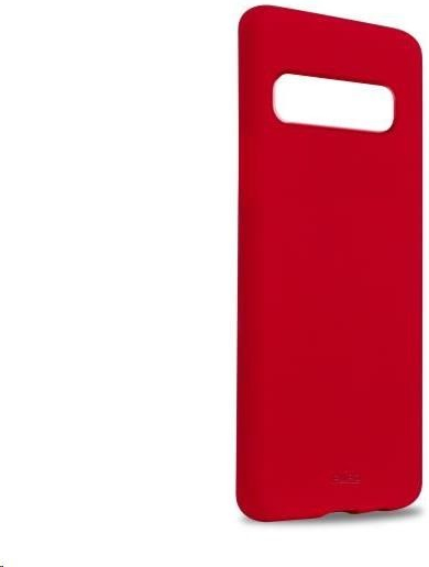 Pouzdro Puro silikonové s mikrovláknem Samsung Galaxy S10 červené