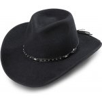 Stars and Stripes Westernový černý klobouk s koženým řemínkem Reno – Sleviste.cz