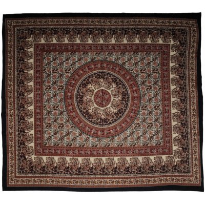 BOB Batik indický přehoz na postel Floral Mogul čokoládový červený 230 x 210 cm – Sleviste.cz