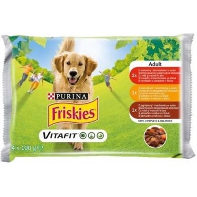 Purina Friskies dog Adult Multipack hovädzie&kura&jahňa 4 x 100 g