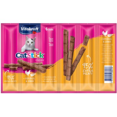 Vitakraft Cat Stick Mini pamlsky pro kočky drůbeží a játra 24 x 6 g – Zboží Mobilmania