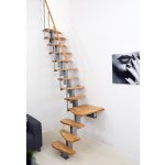 Minka Quatro Grey 1/4, modulové úsporné schody s lomením, šedá barva konstrukce – Zbozi.Blesk.cz