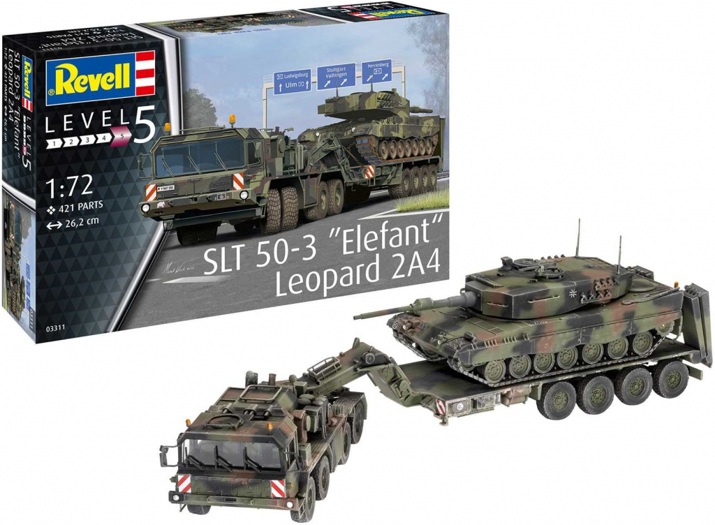 Revell Plastic Modelkit military 03311 SLT 50-3 Elefant Leopard 2A4 1:72