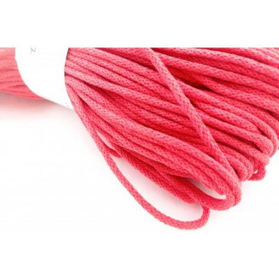 YarnMellow Bavlněná šňůra Berry 3mm Korálová (Bavlněná háčkovací šňůra 100 m YarnMellow Berry 3mm Korálová vhodná pro macramé, pletení a háčkování. Pletená, bavlněná šňůra vhodná na výrobu kabelek, ko