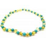 Prosperk jantarové korálky pro větší děti jantar a tyrkys S2433 – Zboží Dáma