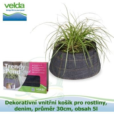 Dekorativní vnitřní košík pro rostliny, denim, průměr 30cm, obsah 5l - Velda Trendy Pond indoor denim – Zboží Mobilmania