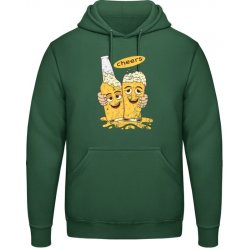 AWDis Hoodie Mikina Pivní motiv Na zdraví Lahvově zelená