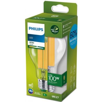 Philips 8719514435711 LED filamentová žárovka 1x7,3W/100W E27 1535lm 3000K čirá, Ultra Efficient