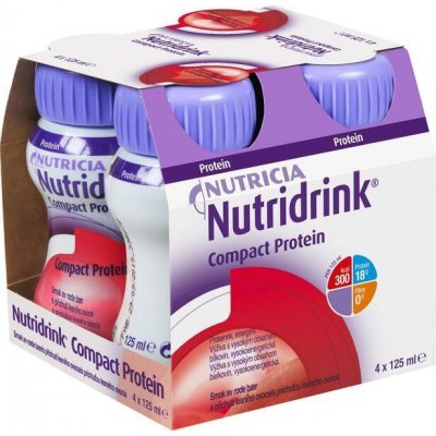 NUTRIDRINK COMPACT PROTEIN S PŘÍCHUTÍ CHLADIVÉHO ČERVENÉHO OVOCE POR SOL 4X125ML – Hledejceny.cz