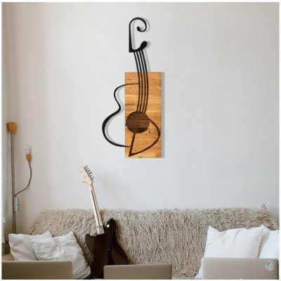 Asir | Nástěnná dekorace 39x93 cm kytara dřevo/kov | AS1637 – Zbozi.Blesk.cz