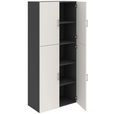 Office Pro Hobis skříň policová dvéřová - D 5 80 06, bílá-antracit – Hledejceny.cz