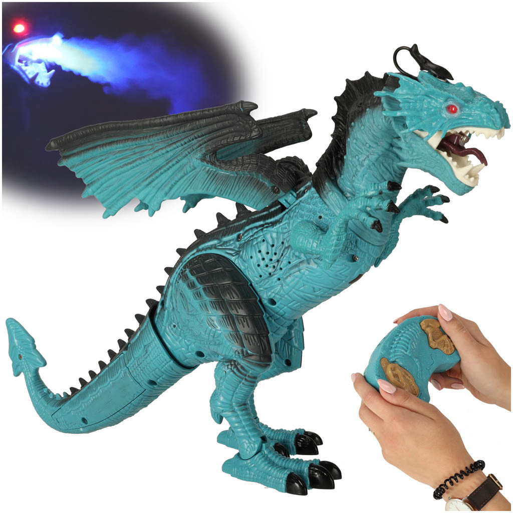 KIK RC Dinosaurus Drago LED efekty pohyblivé části zvukové efekty
