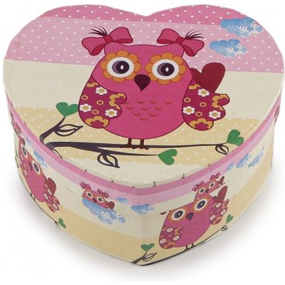 Dárková krabička srdce sova 11,5x10 cm - růžová střední béžová – Hledejceny.cz