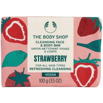 The Body Shop tuhé mýdlo na obličej a tělo Strawberry Cleansing Face & Body Bar 100 g – Zboží Dáma